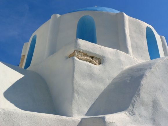 Closeup view of cycladic church