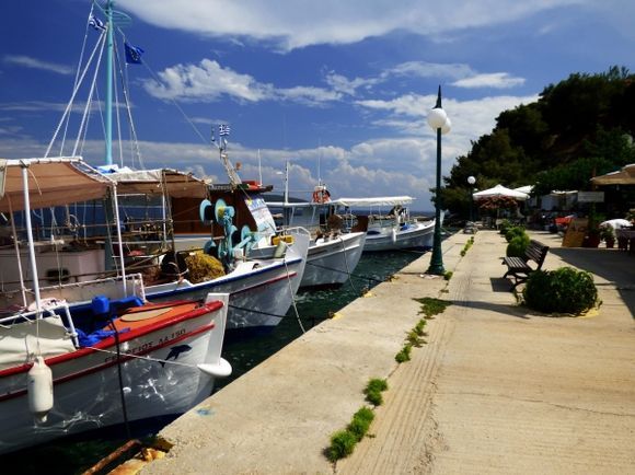 Kalamakia waterfront with fishing boats