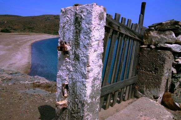 Wooden gate at Fikiada beach