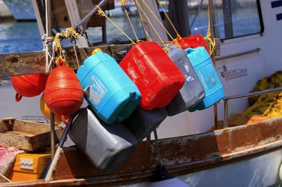 Colourful buoys in Rodos harbour