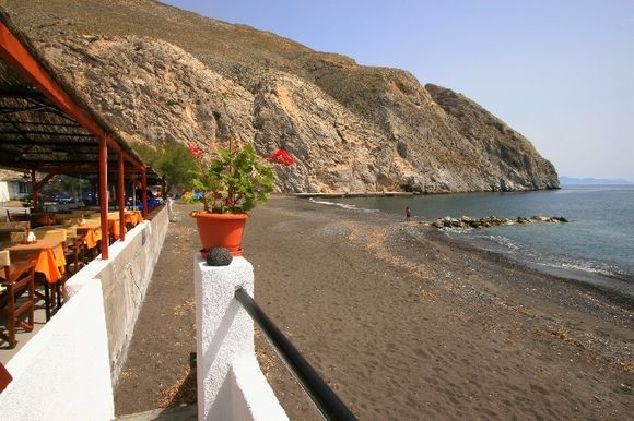 Perissa beach with taverna