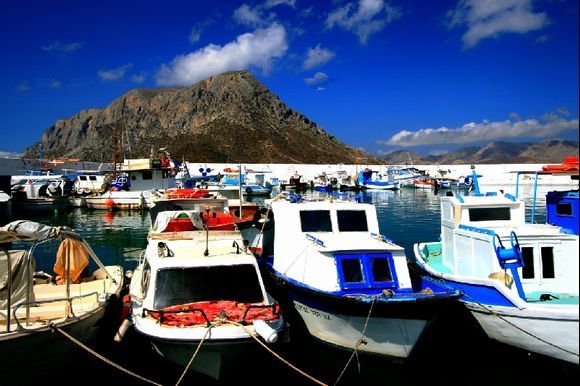 Fishing boats in Myrties, Kalymnos and Telendos island