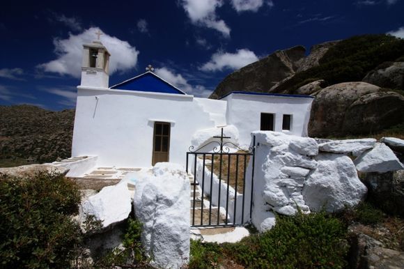 Church nested in granite boulders, Volax