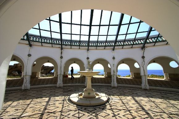 Kallithea spas with arches and silhouette