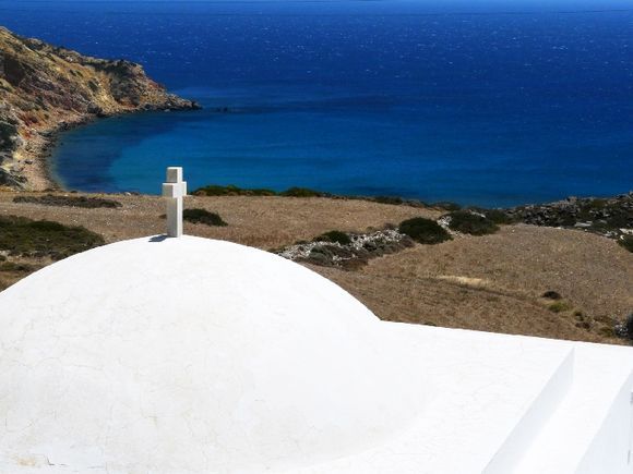 White cupola and  blue sea, Kipos