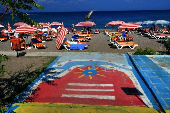 Colorful Rodos town beach