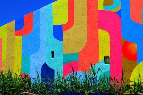 Colorful wall at Katsadia seaside taverna
