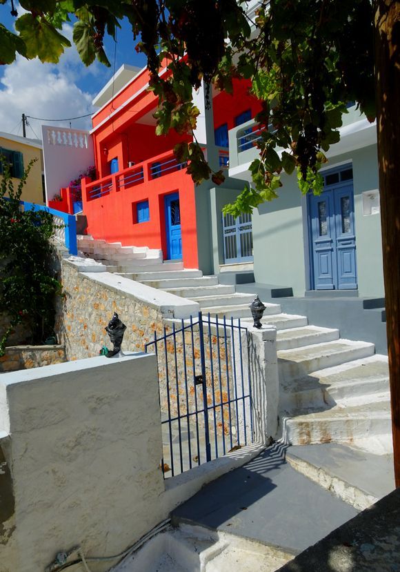 Stepped alley with red house, Arkassa