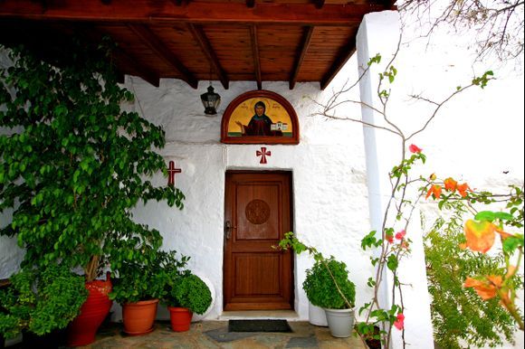 Monastery flowered entrance, Kalymnos island
