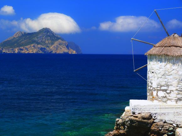 Seascape with windmill, Aegiali