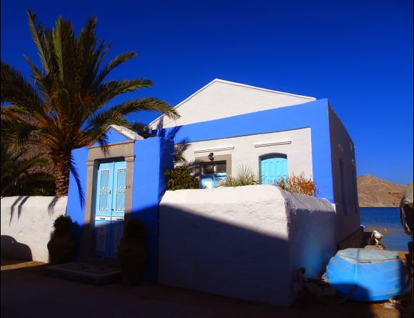 Coastal blue and white house, Pedi beach