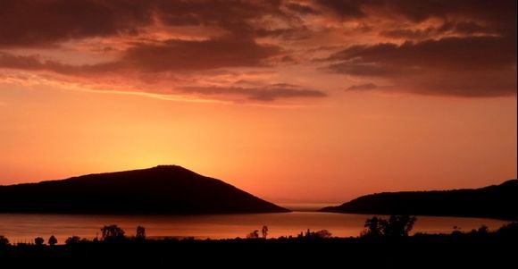 Sun sets in Navarino Bay