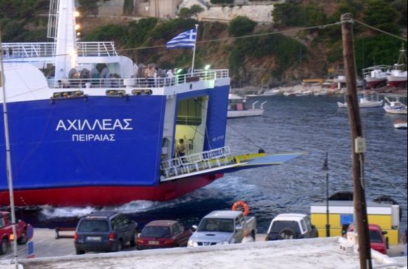 Arrival in Skyros harbour