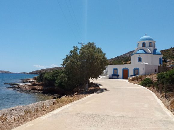 The small road towards the church, the sea and the silence of Lipsi