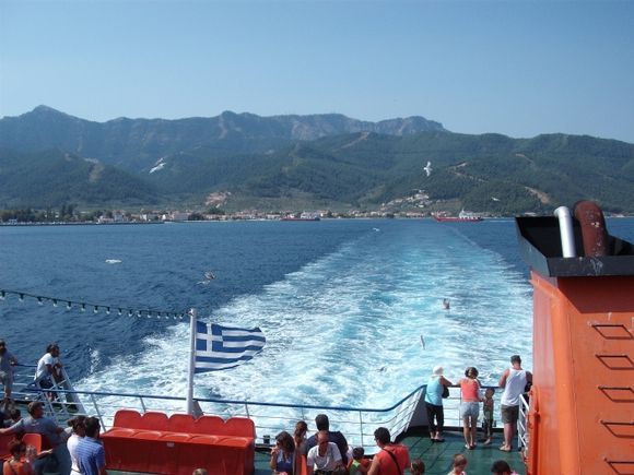 on the ferry heading to thassos