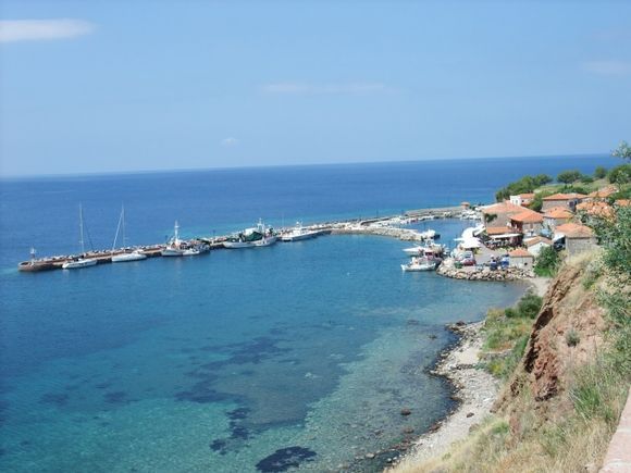 view of molyvos harbour