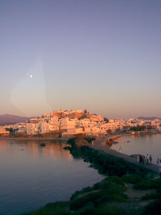 The sun sets on naxos town