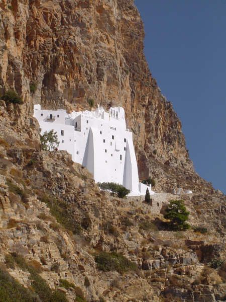 Amorgos -the spectacularly impressive monastery chozoviotissa, 300 m above the sea level. Take water with you before start climbing!!