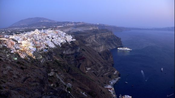 Looking at Oia in Santorini