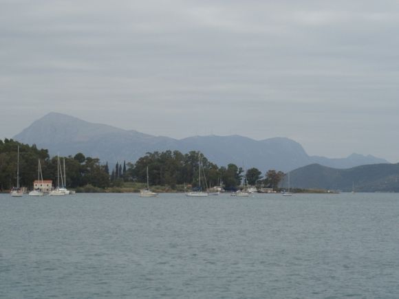 Locals call these mountains The Sleeping Athena as seen from Poros