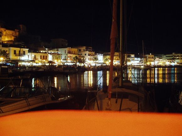 Naxos Town by night