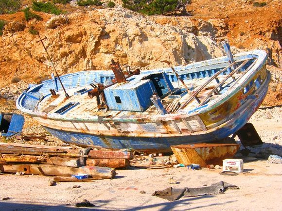 Confiscated albanian refugee\'s boat