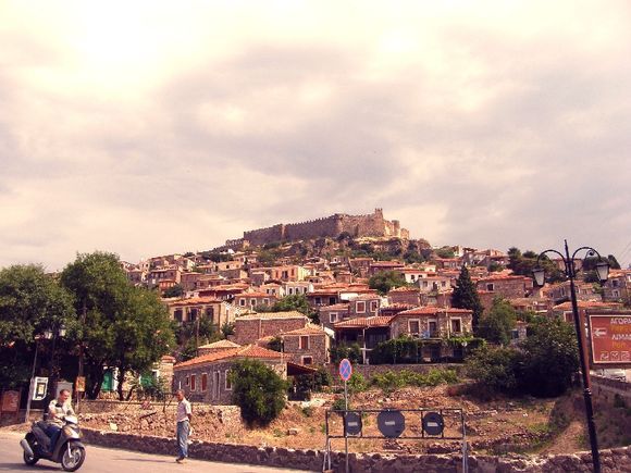 Molyvos castle seen from the beginning from town