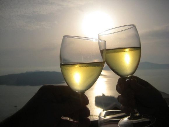 A toast to our visit to Santorini.