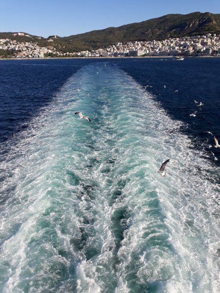 Leaving the town of Kavala in direction of Thassos