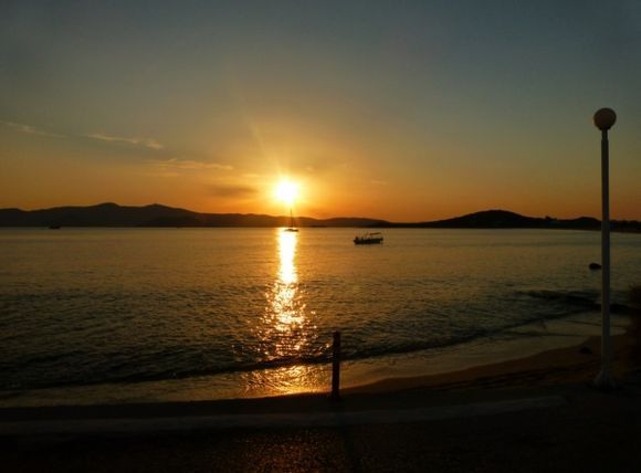 agia anna at sunset from the beach