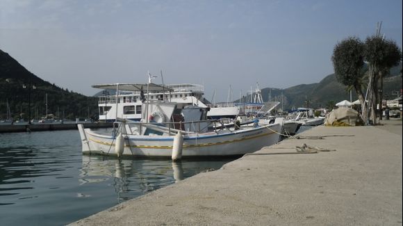 Fishing boats moored at Nidri