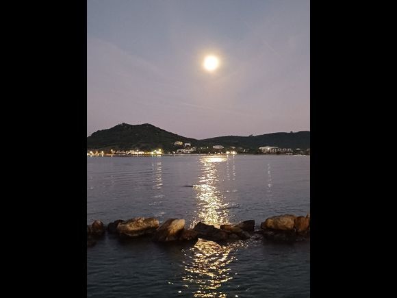 Moon shine on the beach.