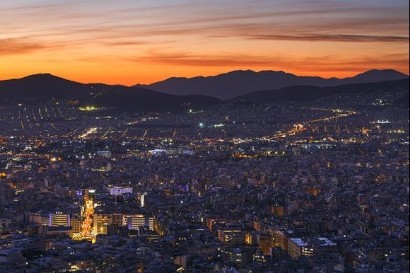 view from lycabettus towards egaleo mountain