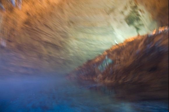 the slow boat ride into the Melissani cave