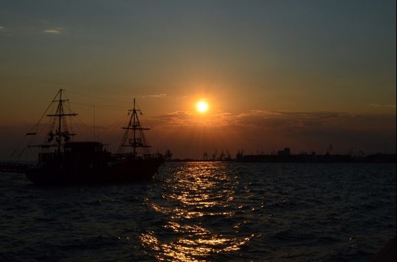 Sunset in Thessaloniki Port