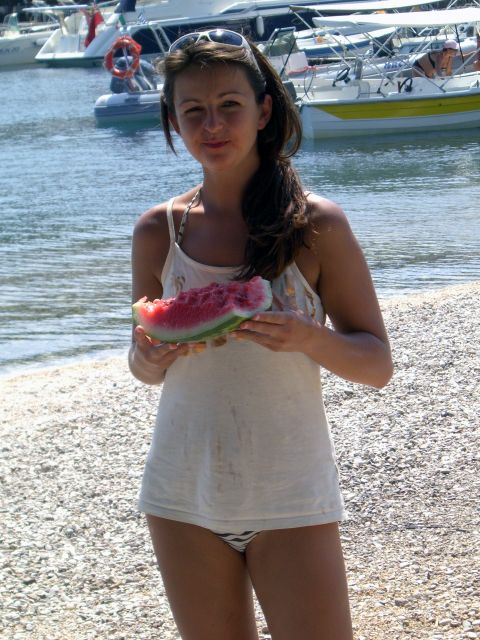 Corfu, Kanoni Kassiopi. Greek watermelon...the best!