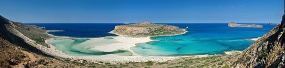 tropical panoramic image of a beautiful beach in the Balos bay