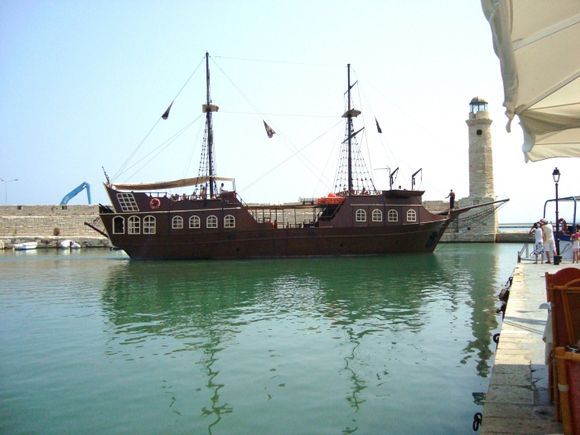 Ship in the Venetian Harbour in Rethymno