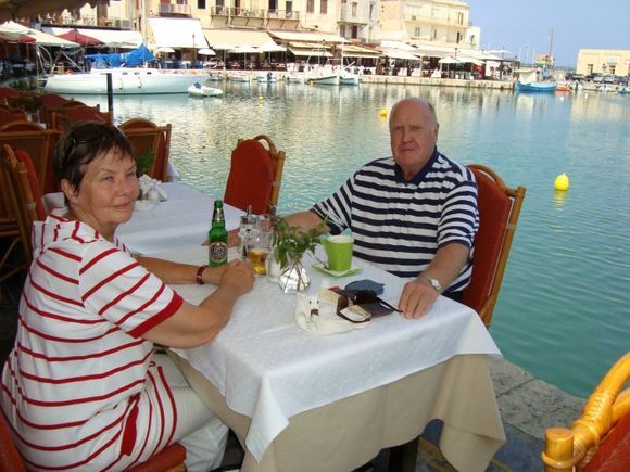Tourists in the Venetian Harbour in Rethymno