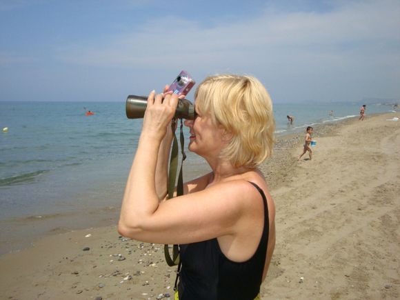 Tourist at the beach in Rethymno
