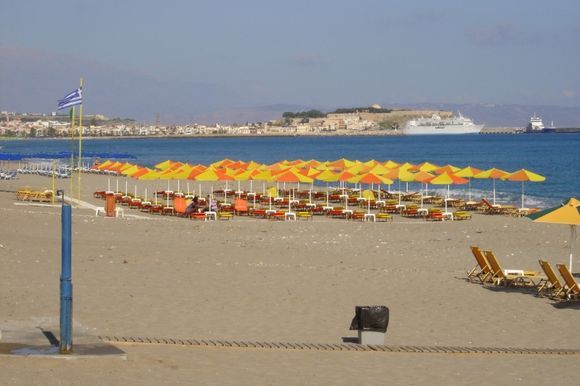 Rethymno beach. The Fortezza in the background.