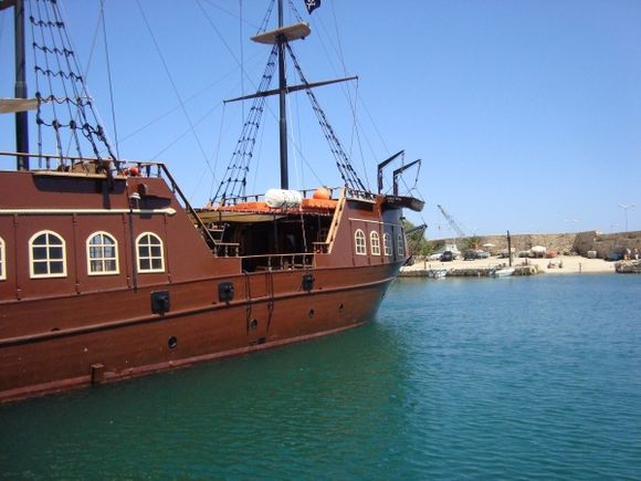 Ship in Venetian Harbour in Rethymno