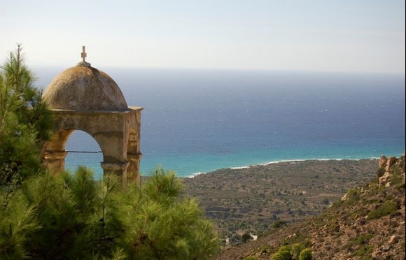 The magnificent view over the sea from the Monastery of Panagia