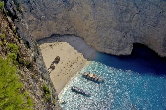 A view of a Ship wreck in a beautiful bay on the Island of Zakynthos