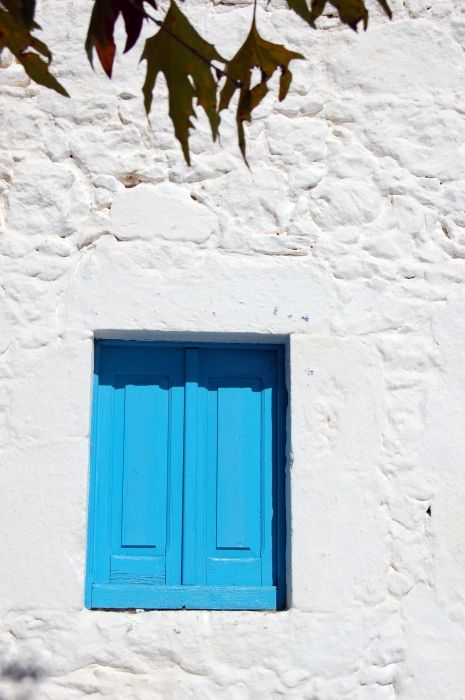 Visiting a Monastery high in the mountains with the distinctive contrasting colours of blue and white. Taken at Panagia
