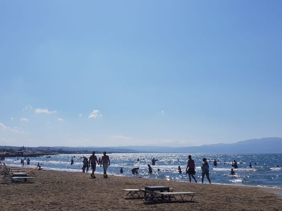 Lazy afternoons at Agia Marina Beach, Crete