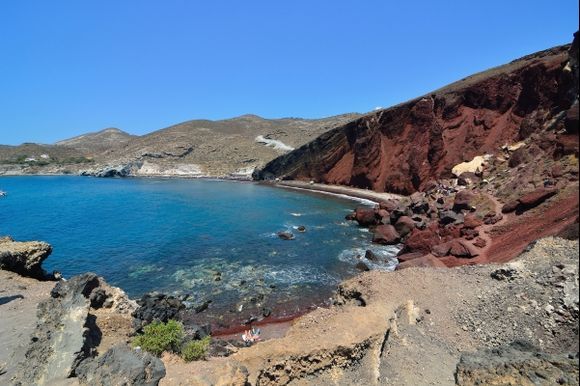 Lava Cuts Off Santorini Beach