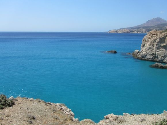 view of beautiful bay in tsigrados beach,milos