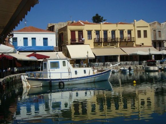 Venetian Harbour in the Old Town of Rethymno at Crete