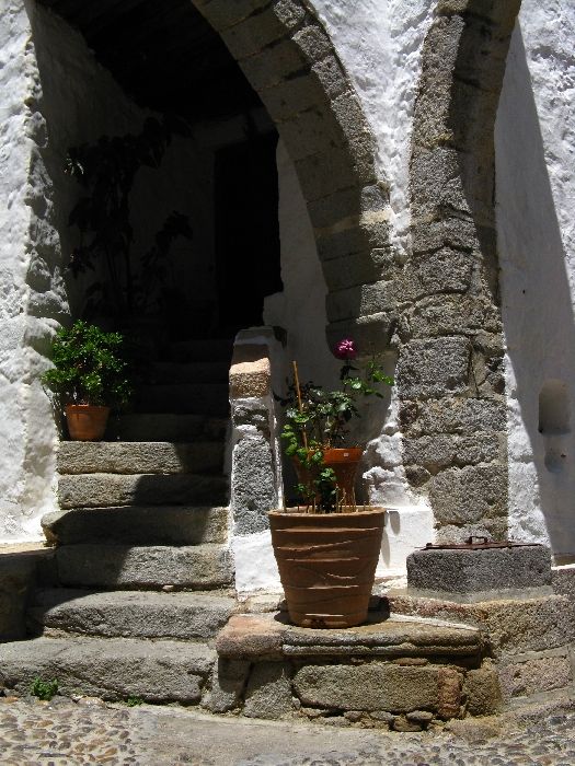 Patmos,Monastery,detail with the pots,Hora